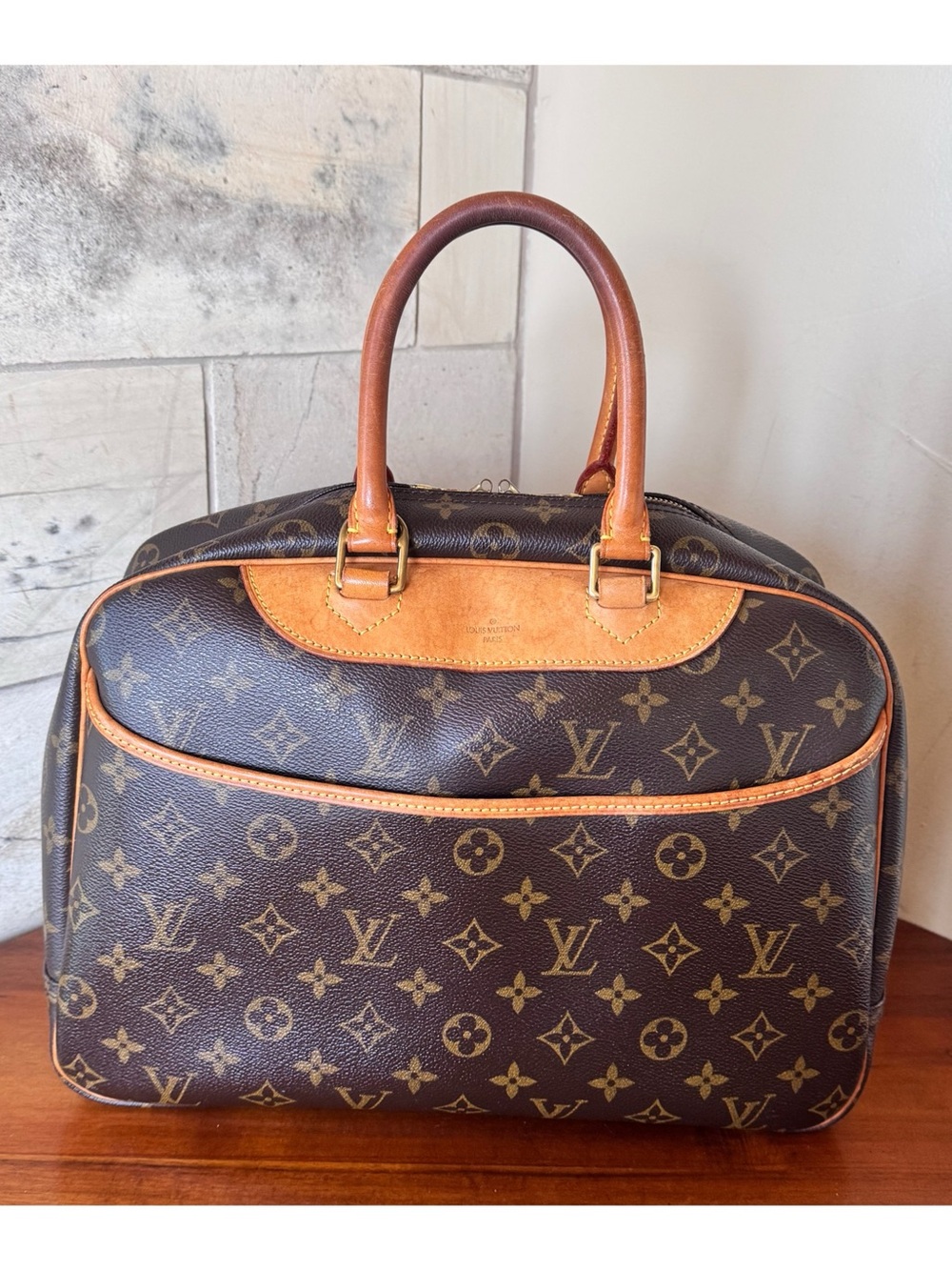Louis Vuitton Monogram Canvas Brown & Tan Top-Handle Travel Bag